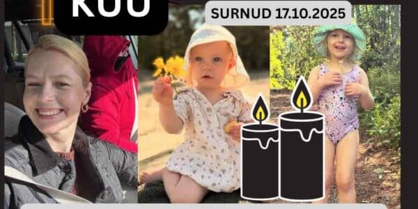 17.10.2025 leiti surnuna Katrin Lust’i lapsed Olivia ja Gloria 1 kuu Eneke Roots tervitab