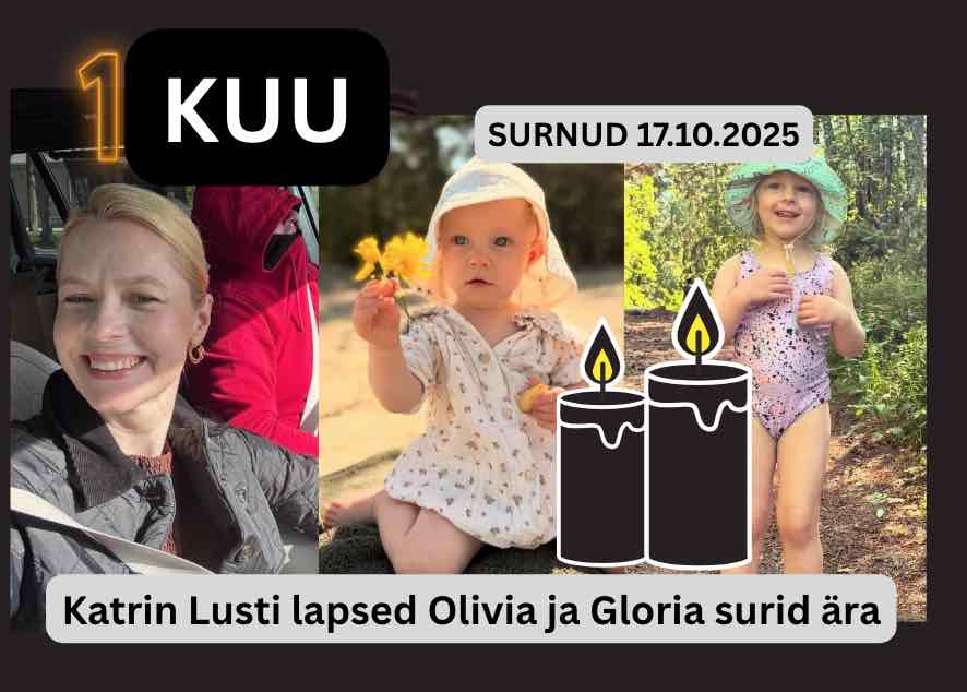 17.10.2025 leiti surnuna Katrin Lust’i lapsed Olivia ja Gloria 1 kuu Eneke Roots tervitab