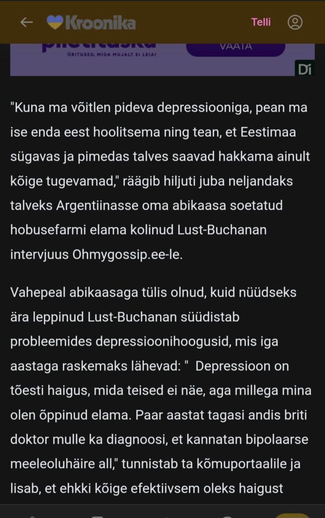 Katrin Lust bipolaarne meeleoluhäire, aastatega süveneb 2012