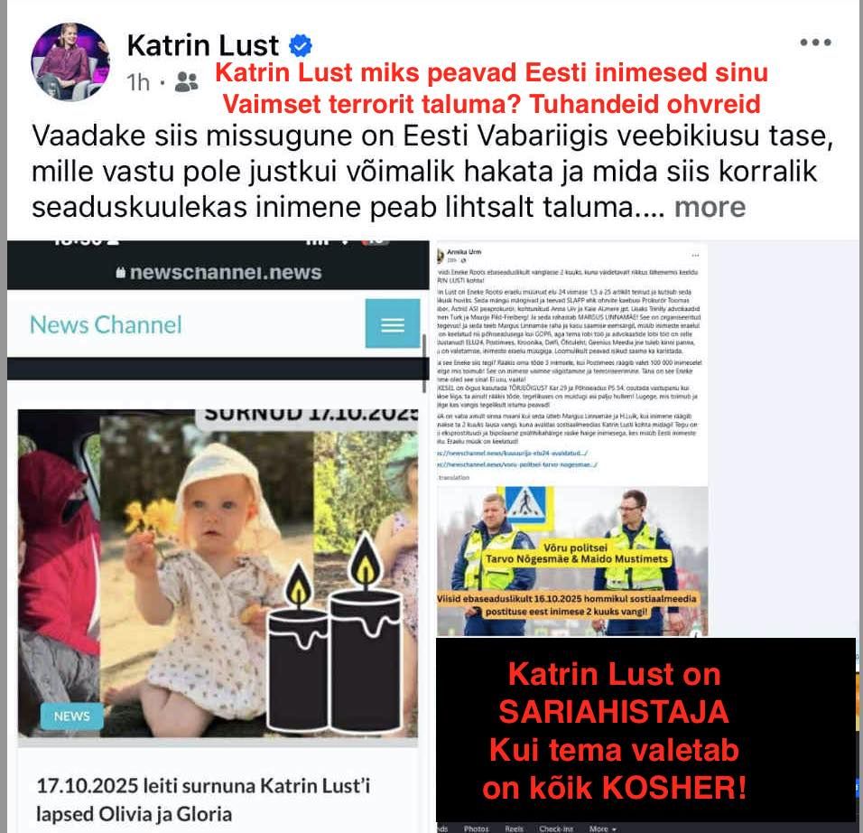 Katrin Lust on sariahsitaja kriminaal koos Indrek Meltsasega koguaeg valetavad terroriseerivad kuuuurija, postimees maarja pild, margus linnamäe, oliver kilk, karmen turk elu24.