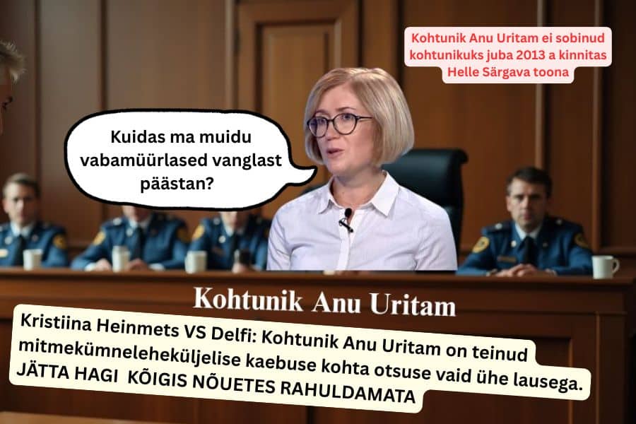 Kohtunik Anu Uritam jättis DELFI vs Kristiina Heinmets kõik nõuded rahuldamata tegu on kriminaalkuritegudega