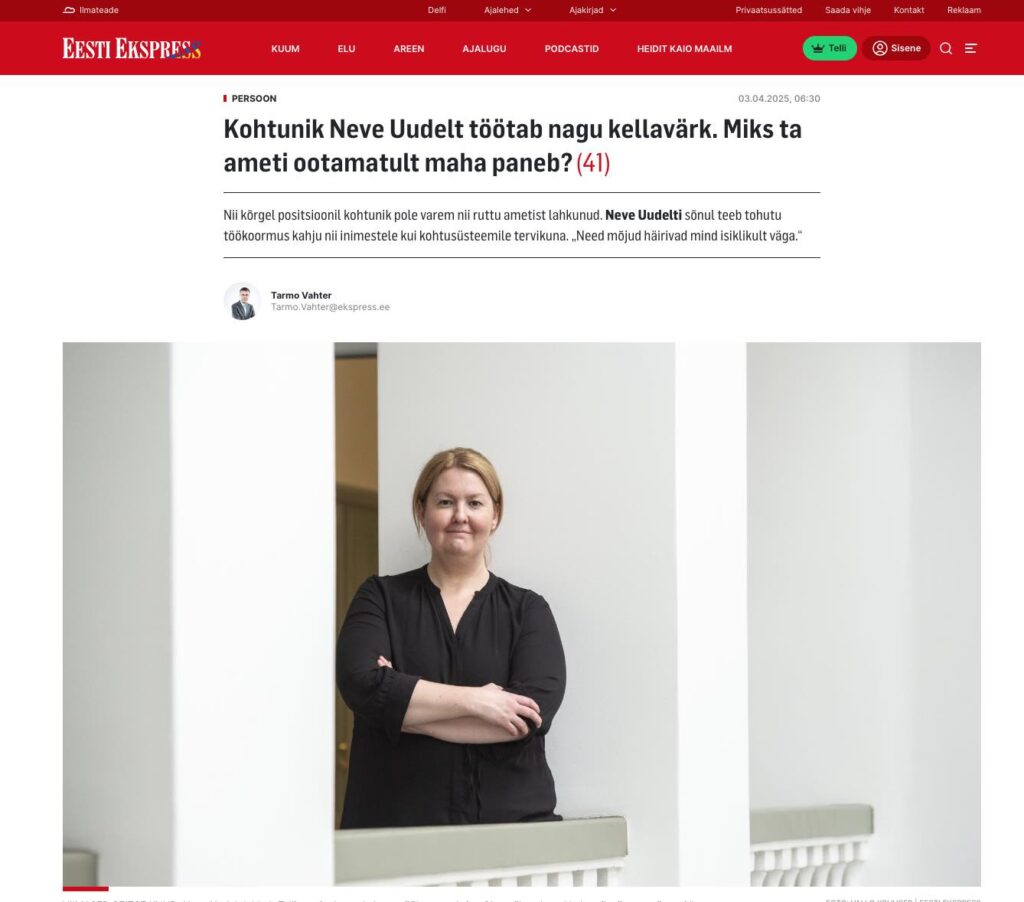 Kohtunik Neve Uudelt, kes on aastate jooksul teinud rida põhiseadusevastaseid otsuseid ning rikkunud kohtunikuvannet, lahkub ootamatult ametist.