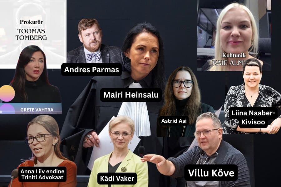 Korruptsioon Kohtunik Mairi heinsalu, prokurör Toomas Tomberg, peaprokurör Astrid Asi, kohtunik Kaie Almere, Liina Naaber Kivisoo,Villu Kõve, Kädi Vaker, Anna Liiv, Grete Vahtra Organiseerivad tapmisähvardusi advokaadid kohtunikud ohver prokuratuur+ kohus= sama voodi