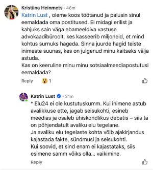 Kristiina Heinmets pöördumine lusti poole, vastus