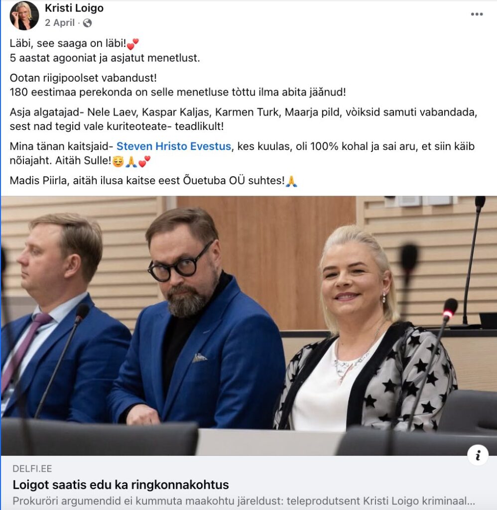 SLAPP kaebuste esitajad Karmen Turk, Maarja Pild-Feiberg Trinity büroo, Nele Laev, Kaspar Kaljas, Kristi Loigo, Steven Hristo Evestus